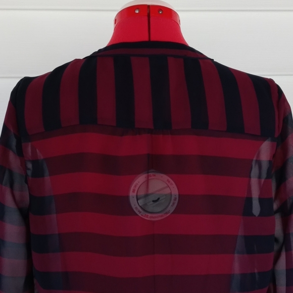 Banana Republic Striped Stand Collar Blouse Sz S - Picture 6 of 9